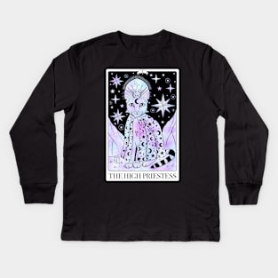 The High Priestess Tarot Card As A Cat Coloured Kids Long Sleeve T-Shirt